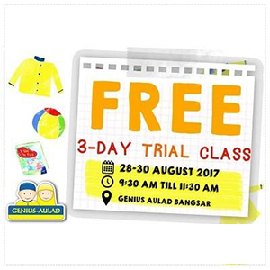 Free 3 Day Trial Classes at Genius Aulad Bangsar Free 3 Day Trial Classes at Genius Aulad Bangsar